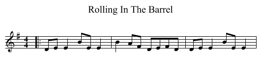 Rolling In The Barrel - staff notation