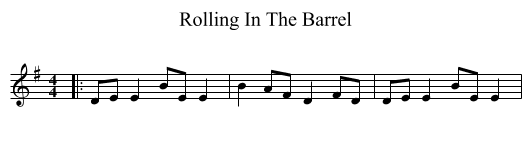 Rolling In The Barrel - staff notation