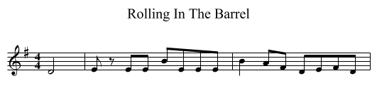Rolling In The Barrel - staff notation