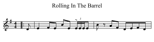 Rolling In The Barrel - staff notation