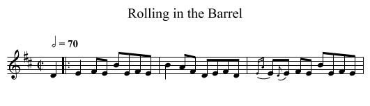 Rolling in the Barrel - staff notation