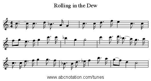 Rolling in the Dew - staff notation