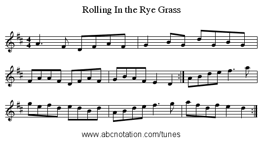 Rolling In the Rye Grass - staff notation
