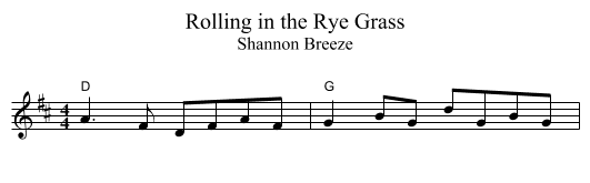 Rolling in the Rye Grass - staff notation