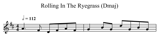 Rolling In The Ryegrass (Dmaj) - staff notation