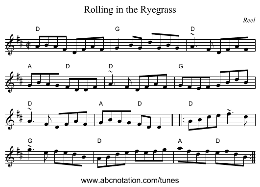 Rolling in the Ryegrass - staff notation