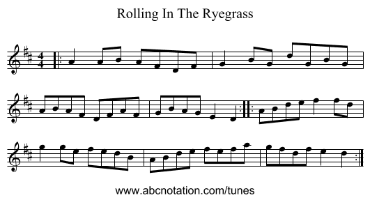 Rolling In The Ryegrass - staff notation
