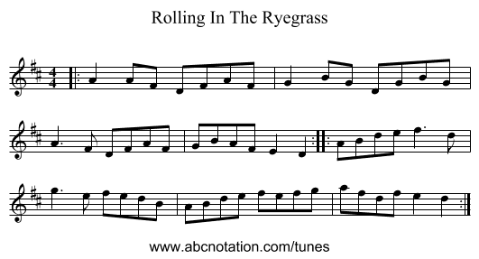 Rolling In The Ryegrass - staff notation