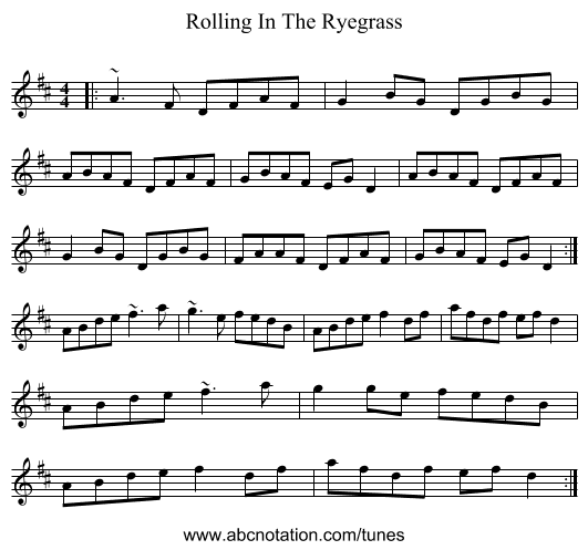 Rolling In The Ryegrass - staff notation