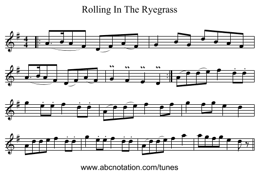 Rolling In The Ryegrass - staff notation