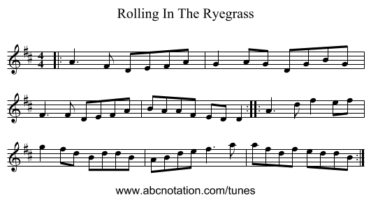 Rolling In The Ryegrass - staff notation