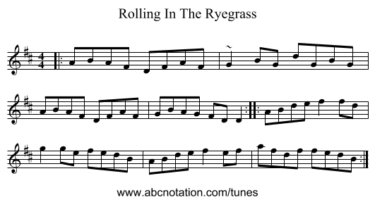 Rolling In The Ryegrass - staff notation