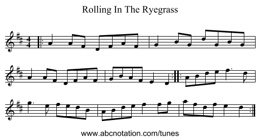 Rolling In The Ryegrass - staff notation