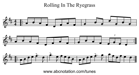 Rolling In The Ryegrass - staff notation