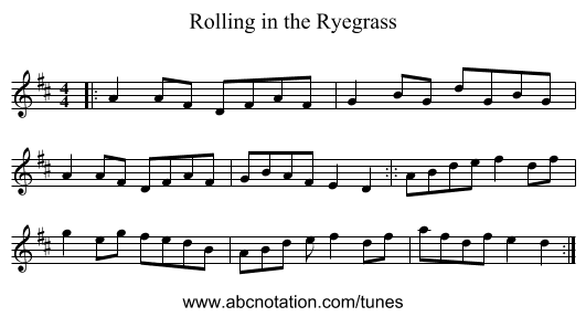 Rolling in the Ryegrass - staff notation