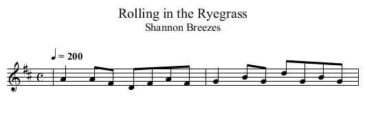 Rolling in the Ryegrass - staff notation