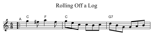Rolling Off a Log - staff notation