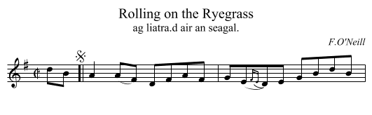 Rolling on the Ryegrass - staff notation