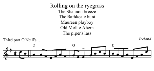 Rolling on the ryegrass - staff notation