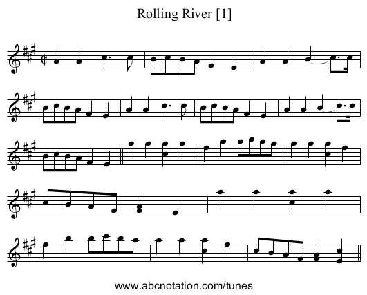 Rolling River [1] - staff notation