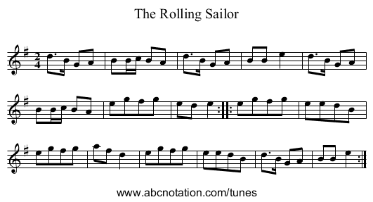 Rolling Sailor, The - staff notation