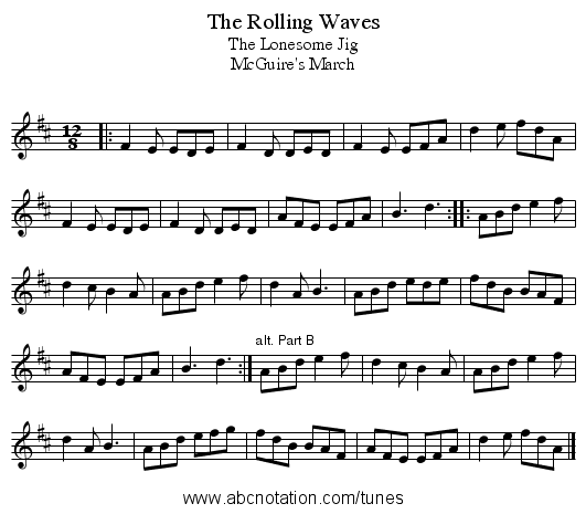 Rolling Waves, The - staff notation