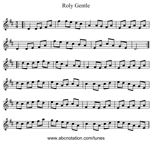 Roly Gentle - staff notation