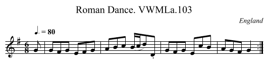 Roman Dance. VWMLa.103 - staff notation