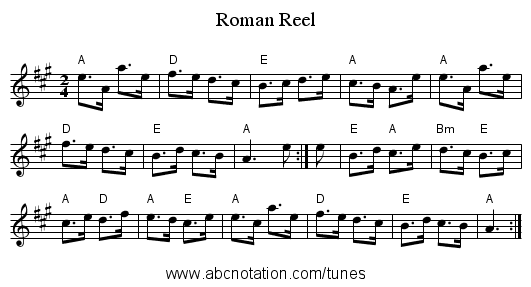 Roman Reel - staff notation