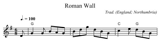 Roman Wall - staff notation