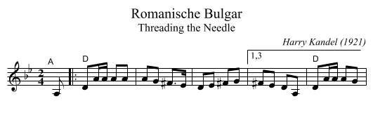 Romanische Bulgar - staff notation