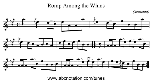 Romp Among the Whins - staff notation