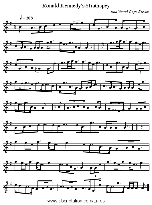 Ronald Kennedy's Strathspey - staff notation