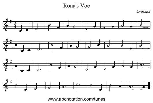 Rona's Voe - staff notation