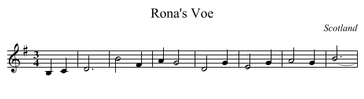 Rona's Voe - staff notation