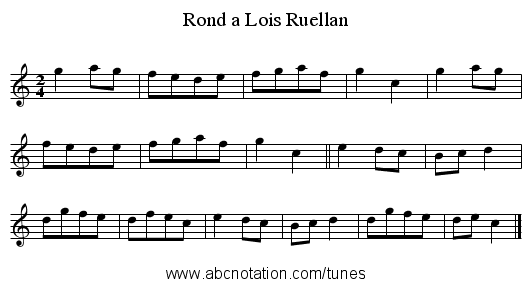 Rond a Lois Ruellan - staff notation
