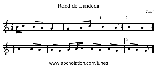 Rond de Landeda - staff notation