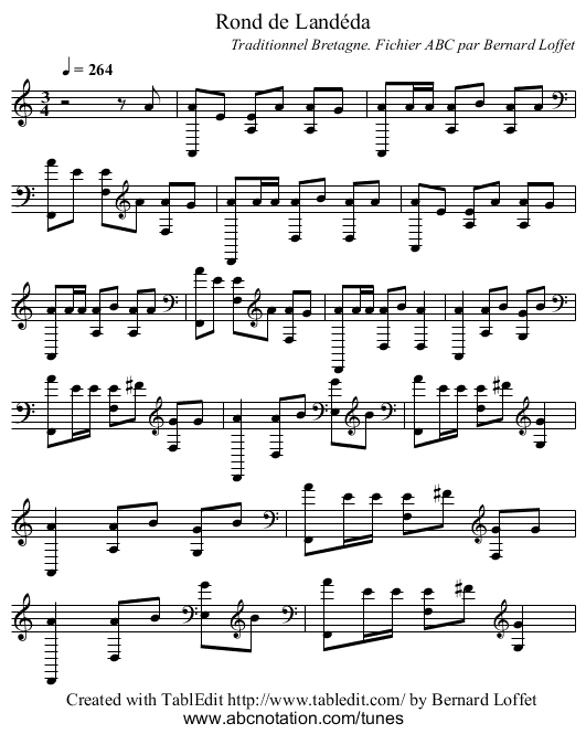 Rond de Landéda - staff notation