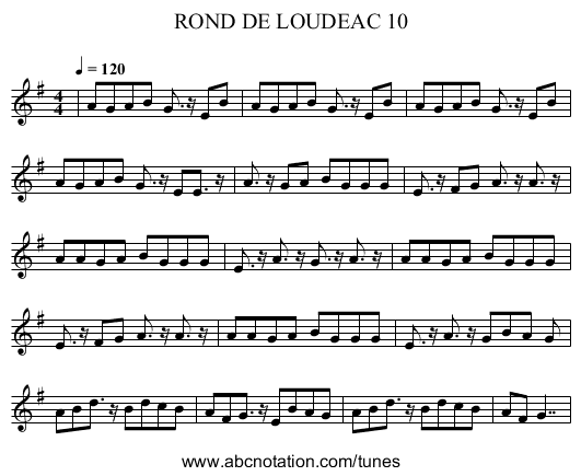 ROND DE LOUDEAC 10 - staff notation