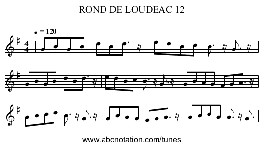 ROND DE LOUDEAC 12 - staff notation