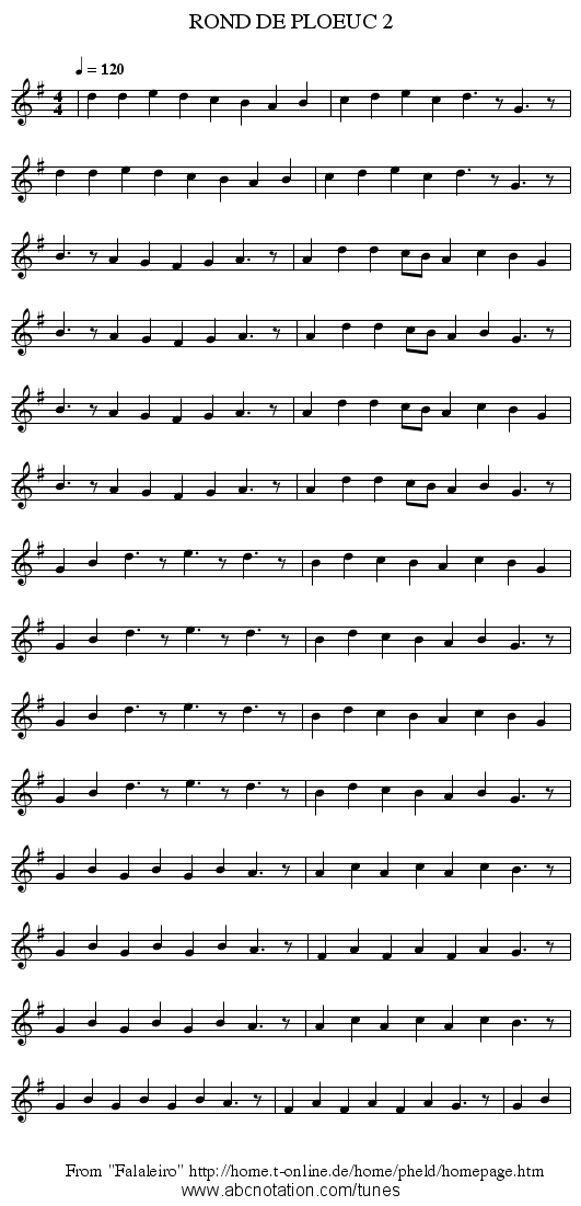 ROND DE PLOEUC 2 - staff notation