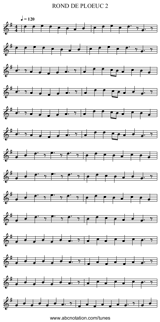 ROND DE PLOEUC 2 - staff notation