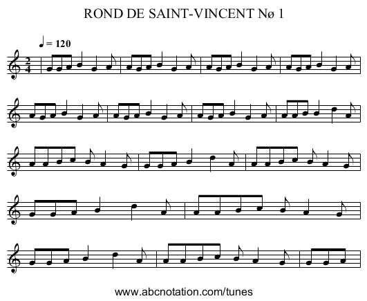 ROND DE SAINT-VINCENT Nø 1 - staff notation