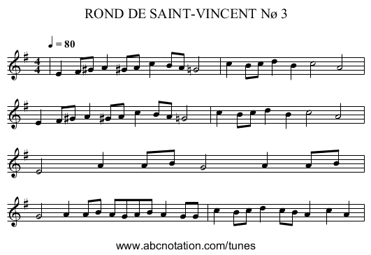ROND DE SAINT-VINCENT Nø 3 - staff notation