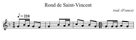 Rond de Saint-Vincent - staff notation