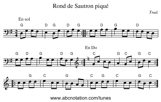 Rond de Sautron piqué - staff notation