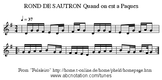 ROND DE SAUTRON Quand on est a Paques - staff notation