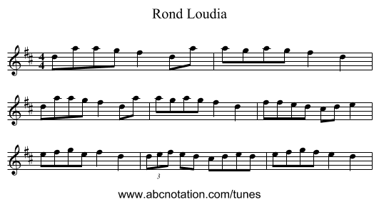 Rond Loudia - staff notation