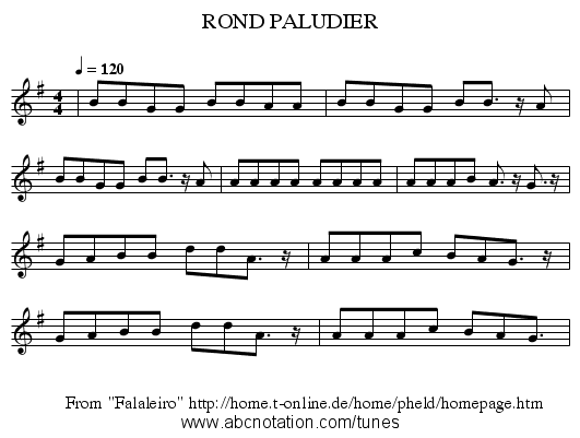 ROND PALUDIER - staff notation