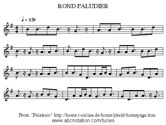 ROND PALUDIER - staff notation